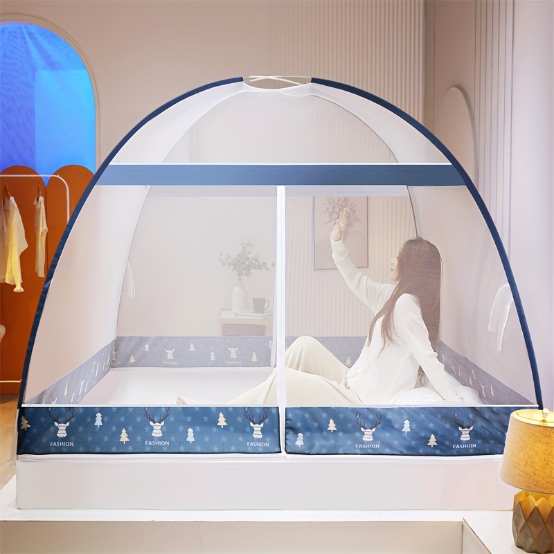 1pc   up mongolian   mosquito net for bedroom easy   setup   large space cartoon design anti mosquito tent bed canopy dustproof home decor shield suitable for students families details 6