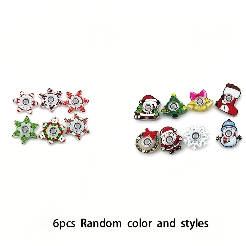 TEMU 6pcs Christmas Fidget Spinner Toys Set, Kids Party Favors Assortment, Multiple Christmas Designs, Desktop Ornaments, Christmas Gifts, Stocking