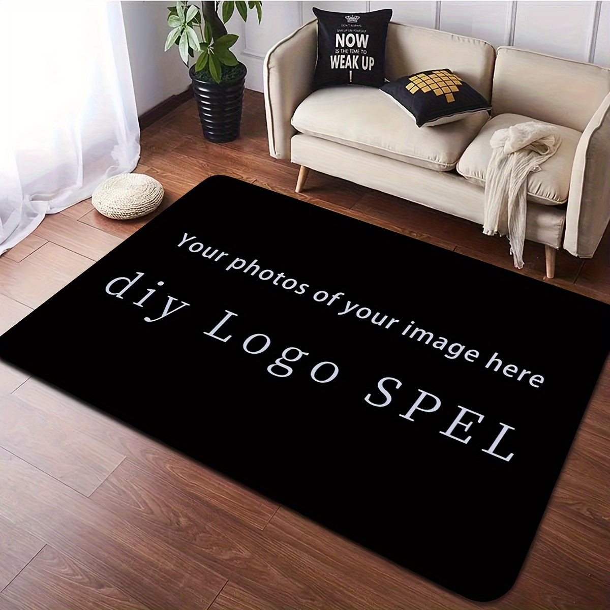 

Customizable Bath Rug - Non-slip, Machine Washable, Knit Weave Polyester Floor Mat For Home, Bedroom, Living Room - Personalize With Your Design, Durable & Soft Velvet Feel, 580gsm Thickness (1cm)