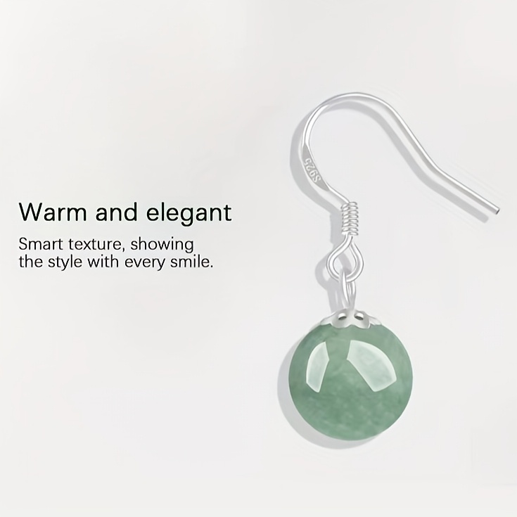 1 pair luxury tribal style dangle earrings s925 sterling silver plated synthetic october birthstone jade fashionable   jade pendant with     gift   for christmas   accessory details 1