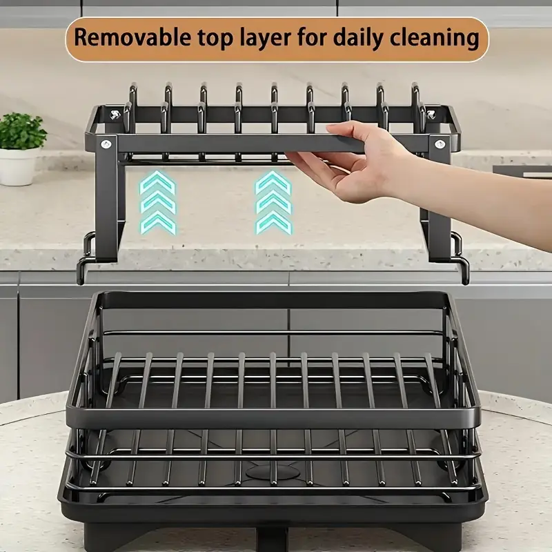 dish drying rack dish drainer for kitchen counter with utensil 2 tier dish rack with space saving large capacity and easy to drying dish drainers for kitchen sink Product details 1