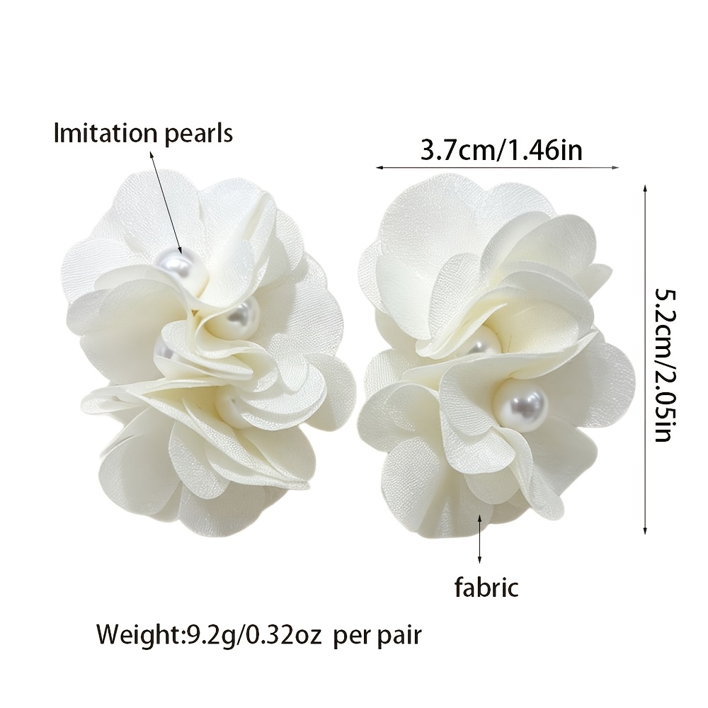 Bohemian Fabric Flower Ear Clips for Women, Colorful Statement Earrings