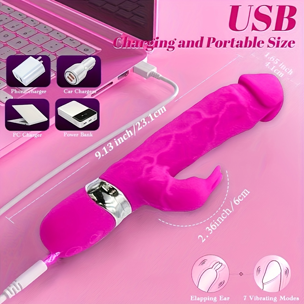 Dildo - Dildo - G Spot Vibrators Rabbit Dildo, G-Spot Stimulation Clitoral with 7+10 Powerful Vibration Modes, Adult Sex Toy with Dual Motors And Vibrating Ears for Couple