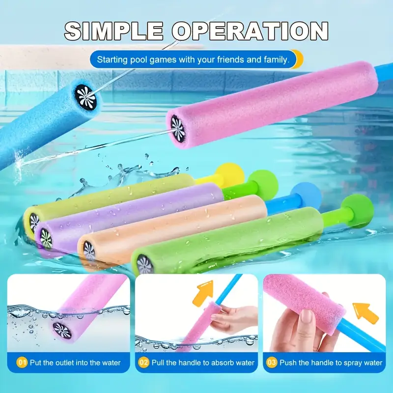 Jeu Extérieur Coloré Pour Enfants Lot De 6 Pistolets à Eau En Mousse Pour Enfants - Portée 7 Jeu Extérieur Coloré Pour Enfants Lot De 6 Pistolets à Eau En Mousse Pour Enfants - Portée 7