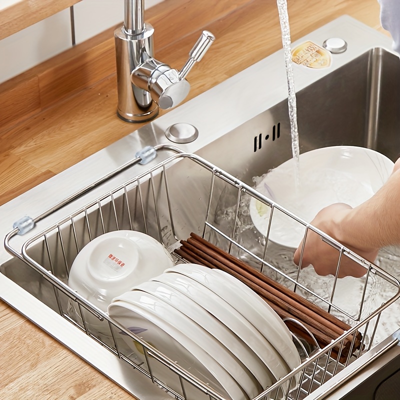 Kitchen Storage Rack, Stainless Steel, Extendable, Dish Drying Rack, Dish  Rack, Sink Bowl Tray, for Kitchen