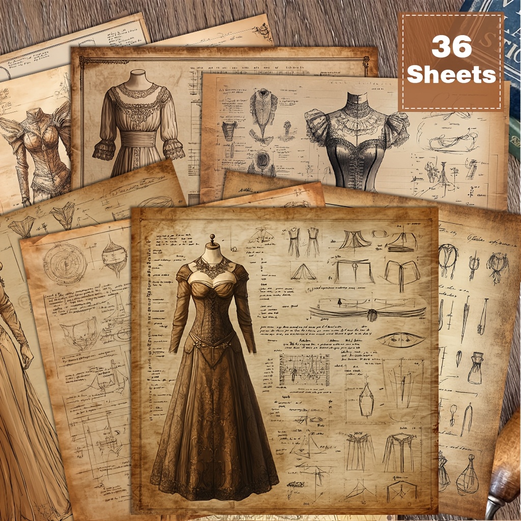 TEMU 36 Sheets Victorian Vintage Scrapbook Paper Suitable For Diy Crafts, Wedding Collage Sheets With Distressed Texture, Natural Tones (//) For