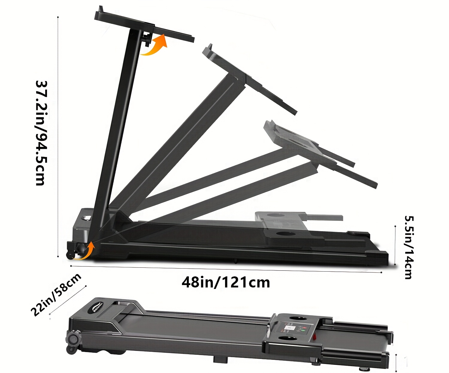 [Portable Treadmill] 3.0HP Foldable Portable Home Treadmill | Load-bearing 300 LBS, Small Home Office Walking Treadmill, Armrest, LED Display, Walking Jog, Plug-in