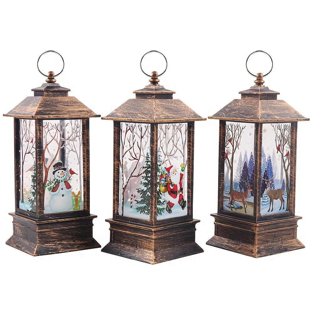 TEMU 3pcs Of Christmas Ornaments, Mini Led Christmas Decorative Hanging Lights, Retro Christmas Lights, Christmas Decorations, Santa Claus, Snowman,