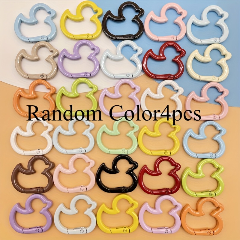 Image of Gift For Her/him 4pcs Colored Cute Duck Shaped Keychains, Spring Hooks, Multifunctional Keychains, And Additions - Multiple Colors Halloween