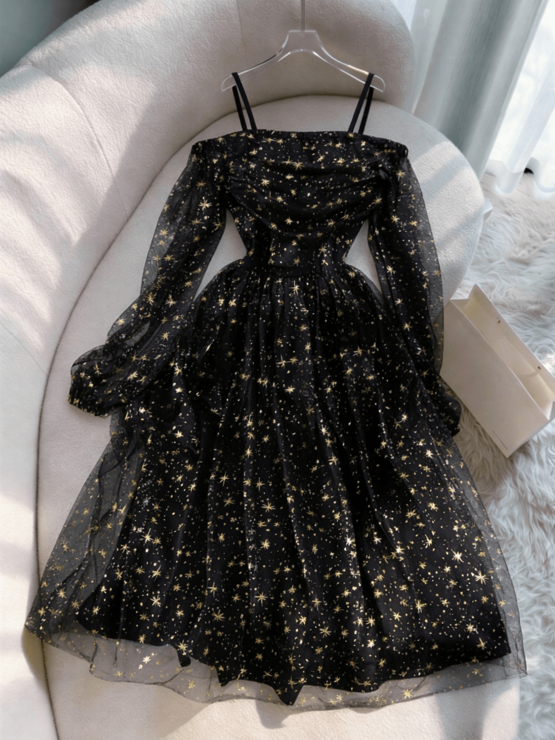 13-16Y Teen Girl Dress Off-the-Shoulder * Prom Dress with Sheer Sleeves -  -Line Loose Fit *-Length Evening Gown Suitable for Parties, Dance *  Weddings, Machine Washable Dress, for Teenager