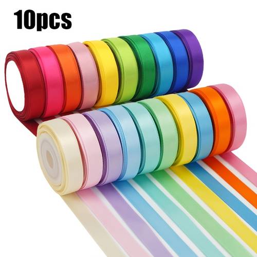 item picture 10pcs pastel assorted satin ribbon ribbon 3 8 inch x 50 yards 1cm x 50 yards for crafts gift wrapping party decoration handmade hair additions