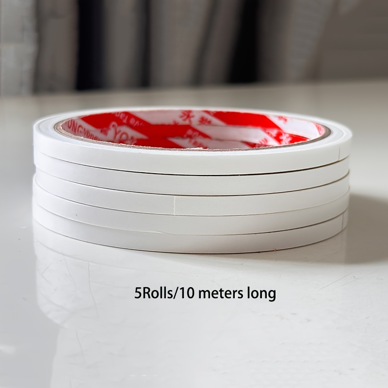 5 Rolls High-tack Double-sided Adhesive Tape White Paper Thin Student Craft Double-sided Adhesive Office Tape