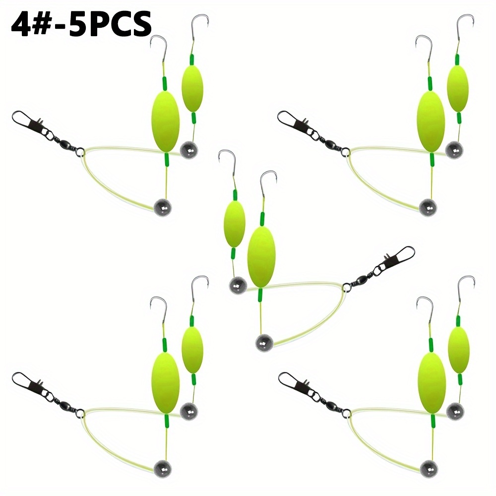 TEMU 5pcs Anti Bottom Device Set, European Popular Bean Floating And Hovering Bait Rigs, No Debugging Off Bottom Flipping Hook, 4# -13# Line Sets