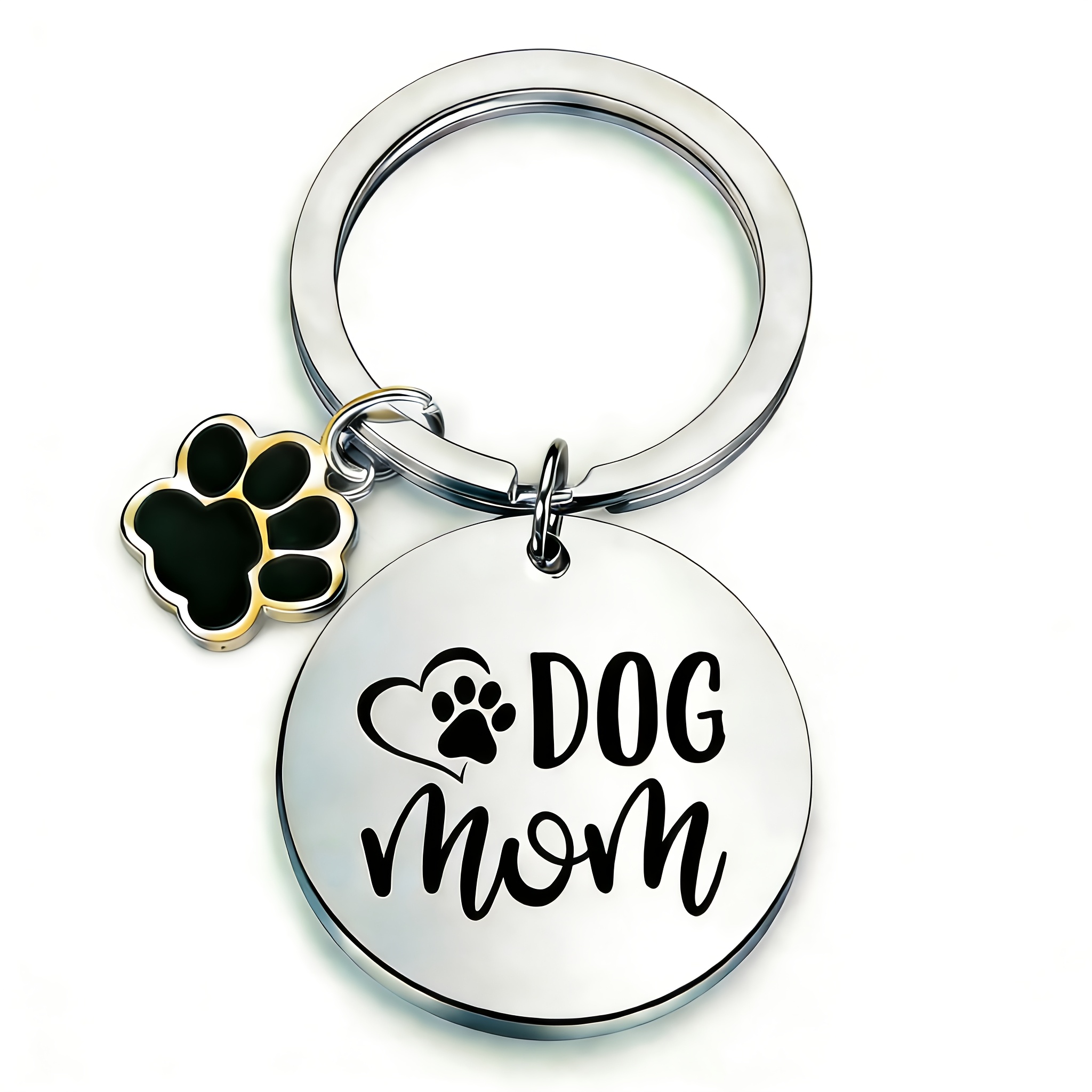 TEMU Un cadeau porte-clés de chiens avec une décoration de patte, un porte-clés de badge de chien, un cadeau créatif pour des animaux, élégant et