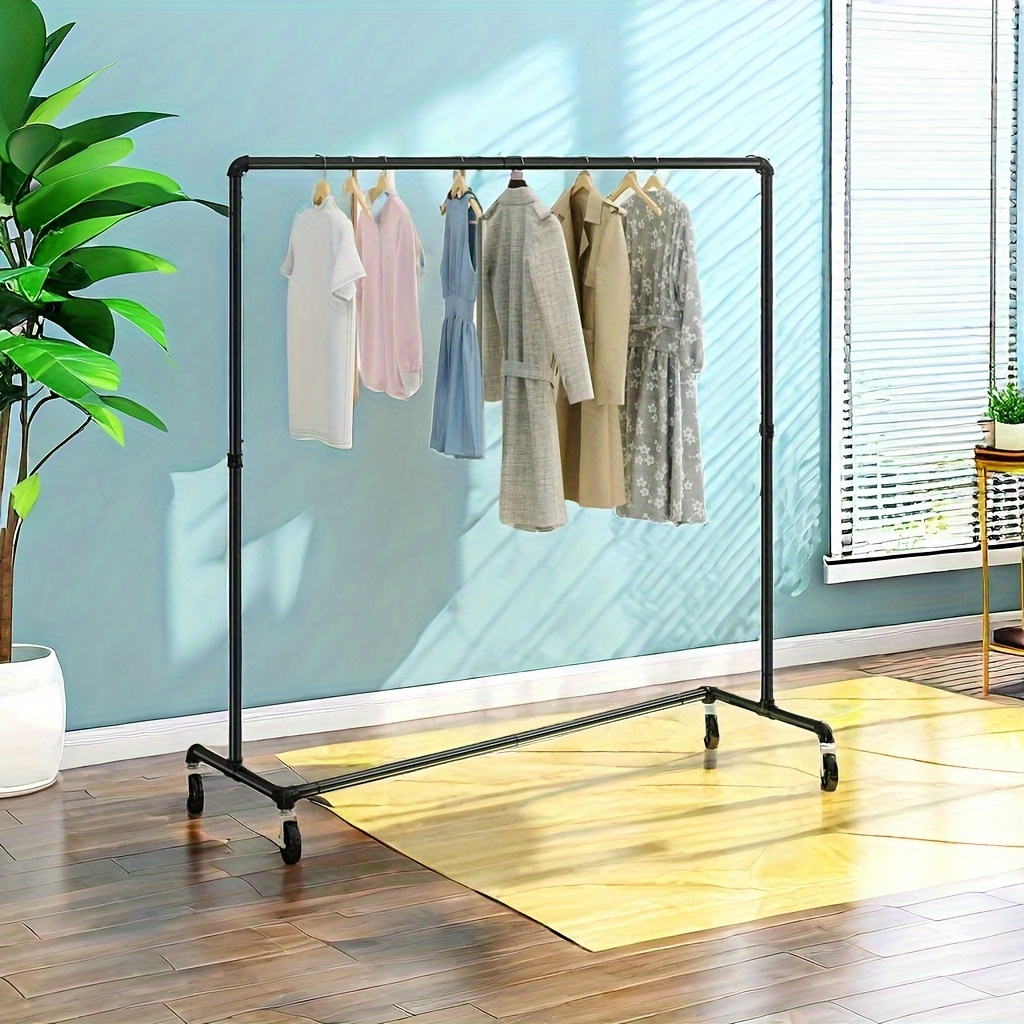 

Greenstell Clothes Rack, Z Base Garment Rack, Industrial Pipe Clothing Rack On Wheels With Brakes, Commercial Grade Heavy Duty Sturdy Metal Rolling Clothing Coat Rack Holder 1 Pack (59x24x63 Inch)