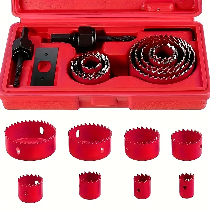 TEMU A Set With 8 Saw And,, Allen Wrench For Bench Drills Hand Drills Lithium-ion Drills, Red Set.