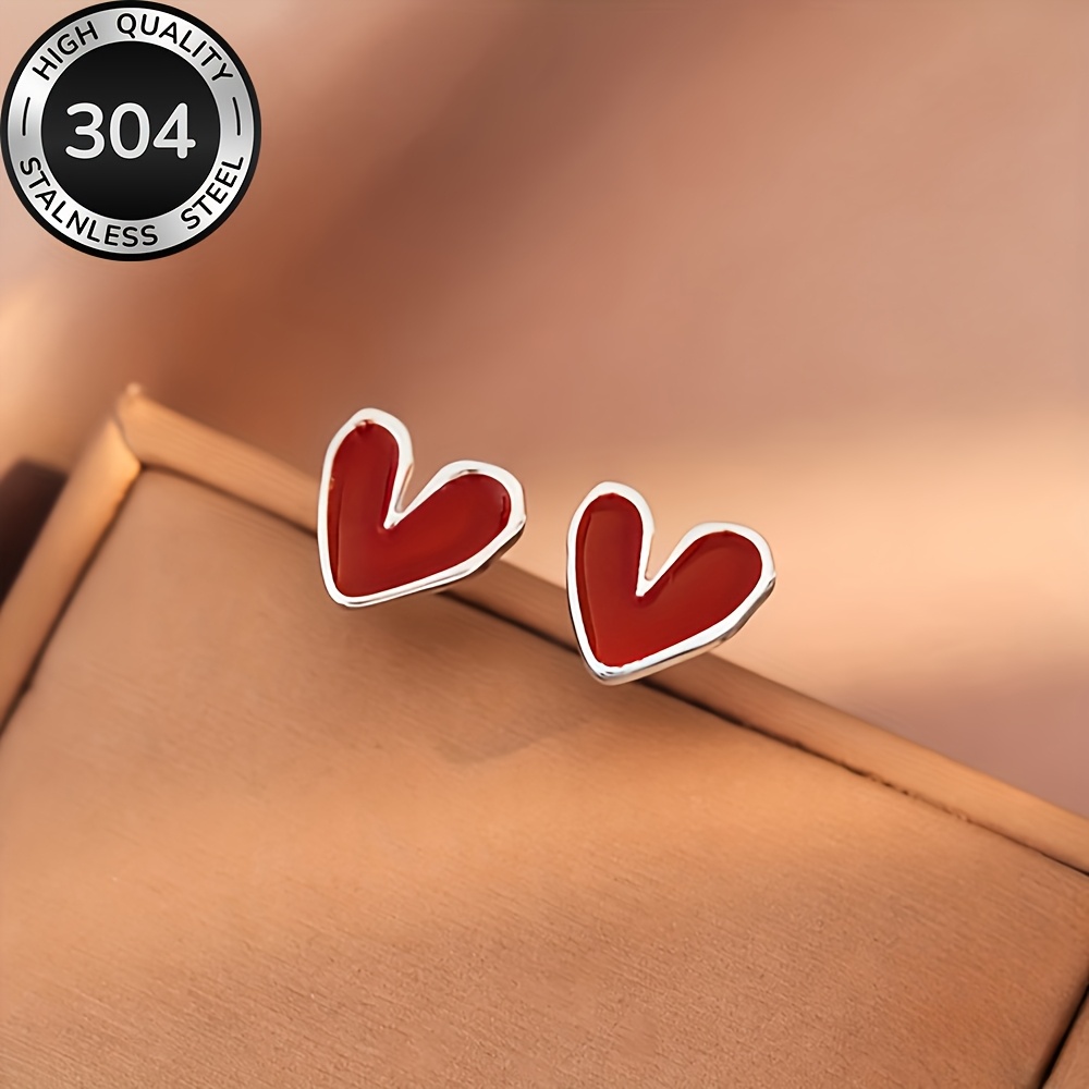 E-shop Hochwertige Edelstahl Hypoallergene Goldene Herz-Stecker, -Verblassen, Einfach Elegant, Modische Damenohrringe Schmuckaccessoires für den oder