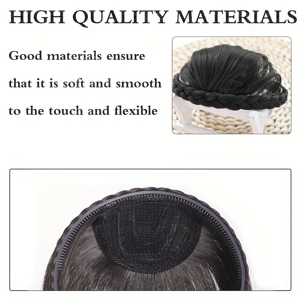 elegant braided headband with bangs for women   extension accessory   casual attire details 4