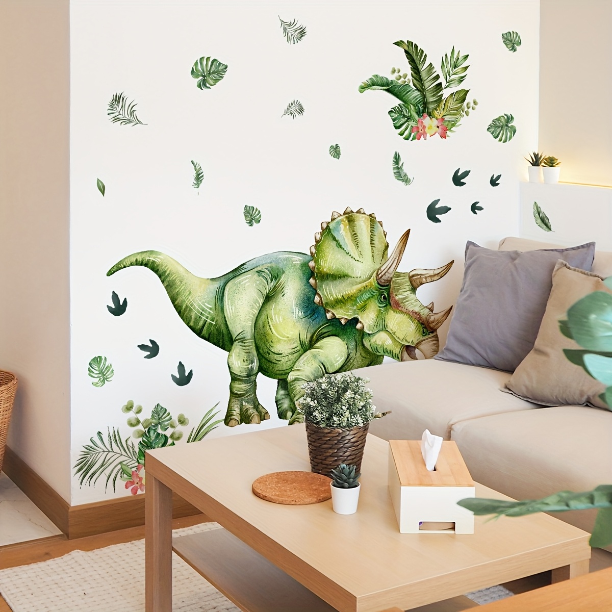   of two plant dinosaur wall stickers for bedroom living room background wall and   home decoration self   m16077 yj 0