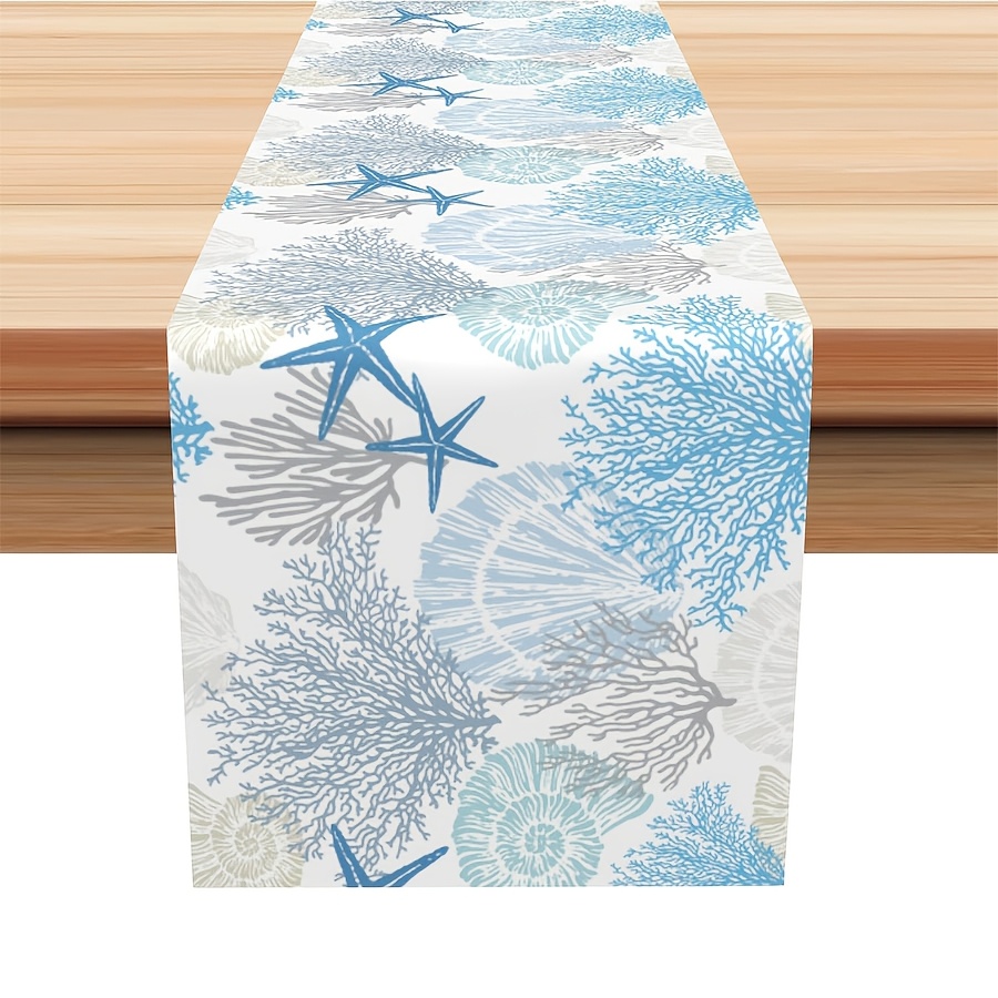 TEMU 1 pieza, de mesa náutico de playa con oceánicas, acuarela azul verde esmeralda, decoración de mesa para el hogar, cocina, comedor, interior,