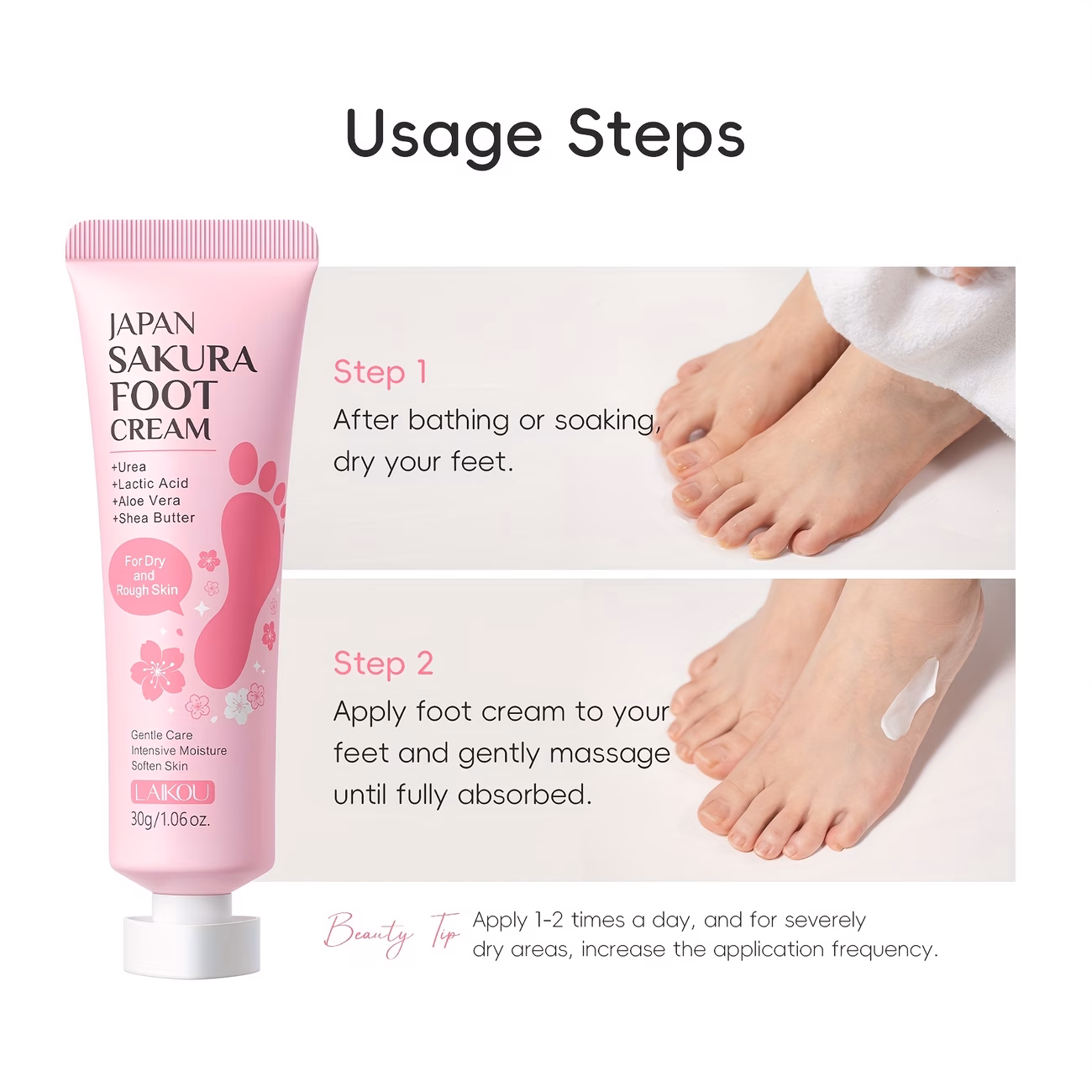 sakura cream 1 06oz 2 packs urea lactic acid aloe vera and shea butter mild on skin Product details 3