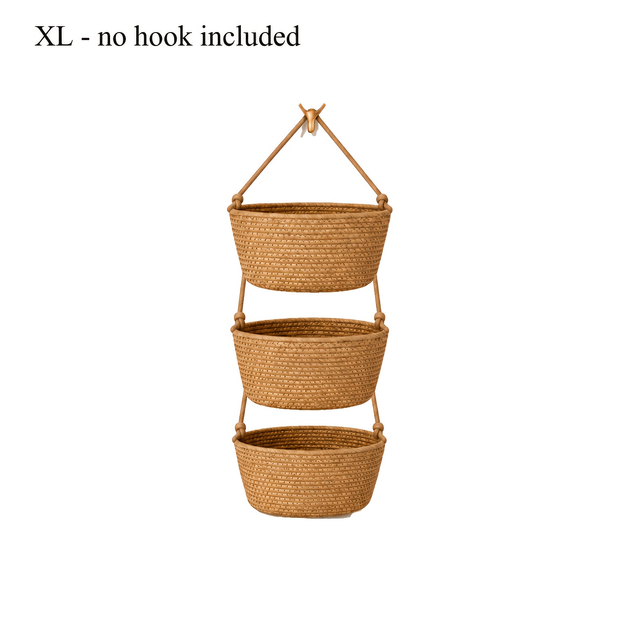 TEMU Large Three-tier Hanging Storage Basket, Multi-functional Bathroom Over-the-door Closet Organizer, Woven Hanging Basket For Towels, Toiletries,