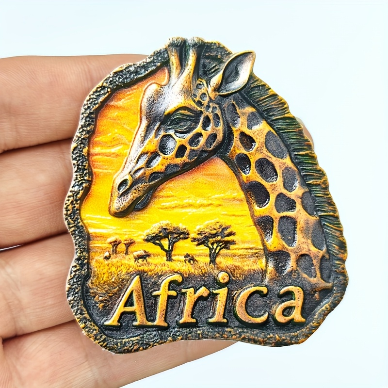 TEMU 1 Aimant de réfrigérateur de la savane africaine - 3D avec motif de , d'arbre d'acacia et de , base magnétique ovale en polystyrène <31,7 mm,