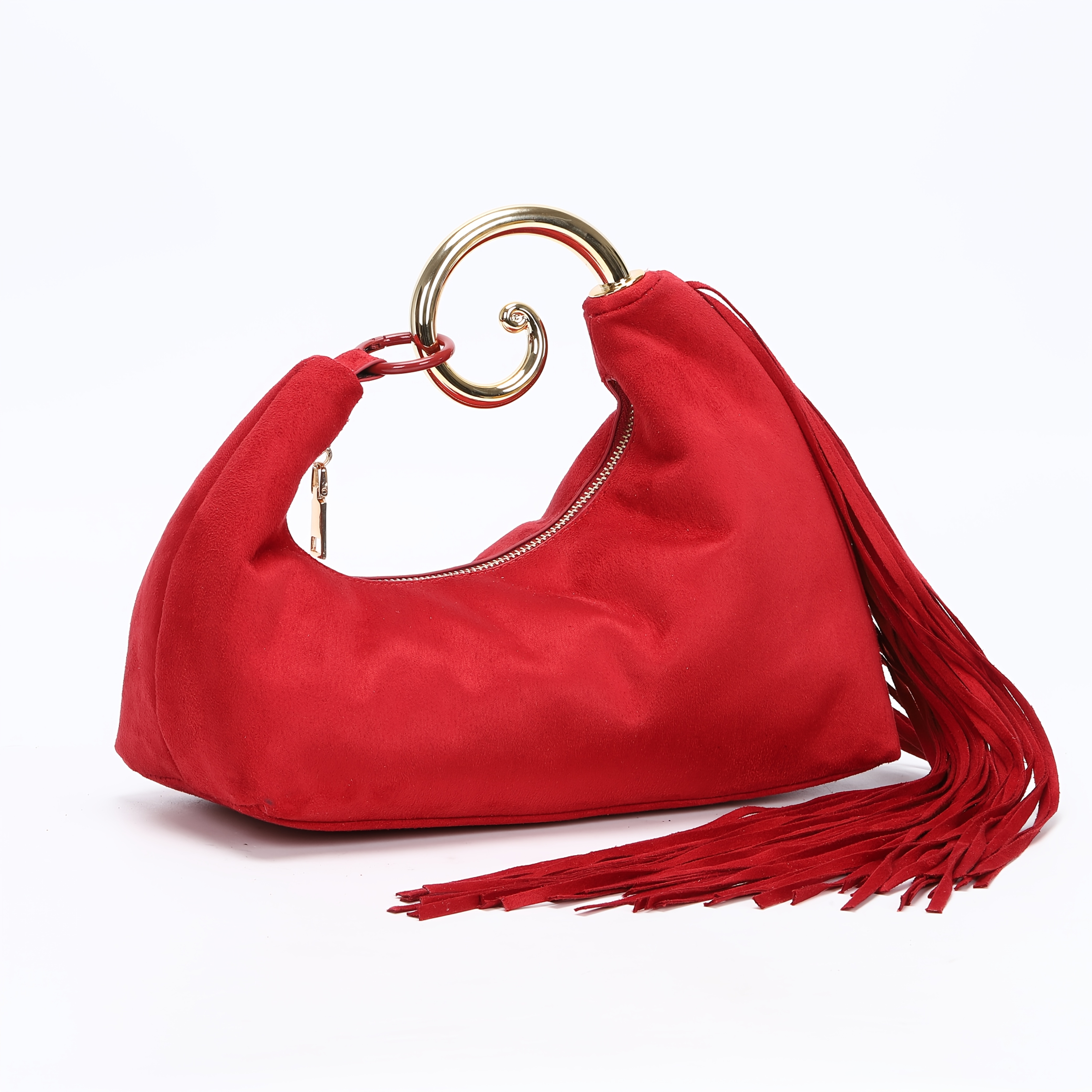 A Luxurious Suede Handbag for The Fall And Winter Seasons, Featuring a Stylish Vintage Tassel Design Available in Four Colors (Burgundy, Purple-Brown, Coffee), with an Optional Premium Texture, an Elegant Tassel Handbag