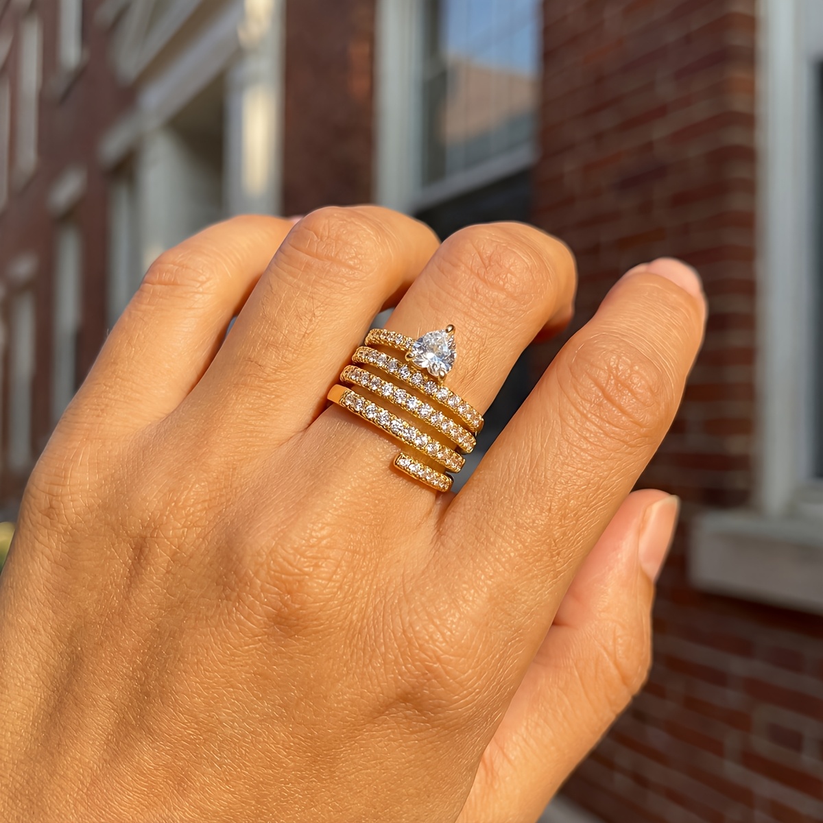 Women's Multi-Layer Heart Shaped Decorative Ring