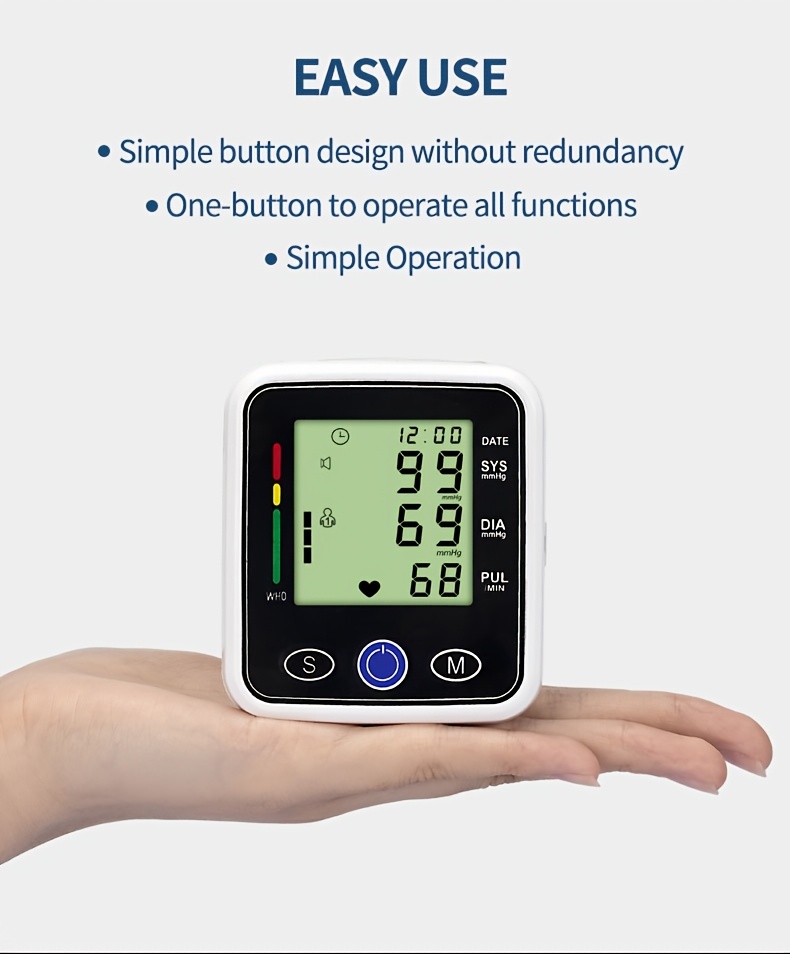 wrist blood pressure monitor sphygmomanometer voice large screen display heart rate and blood pressure dual detection suitable for family   management prevention of cardiovascular disease 2x99 group reading storage without battery Product details 2