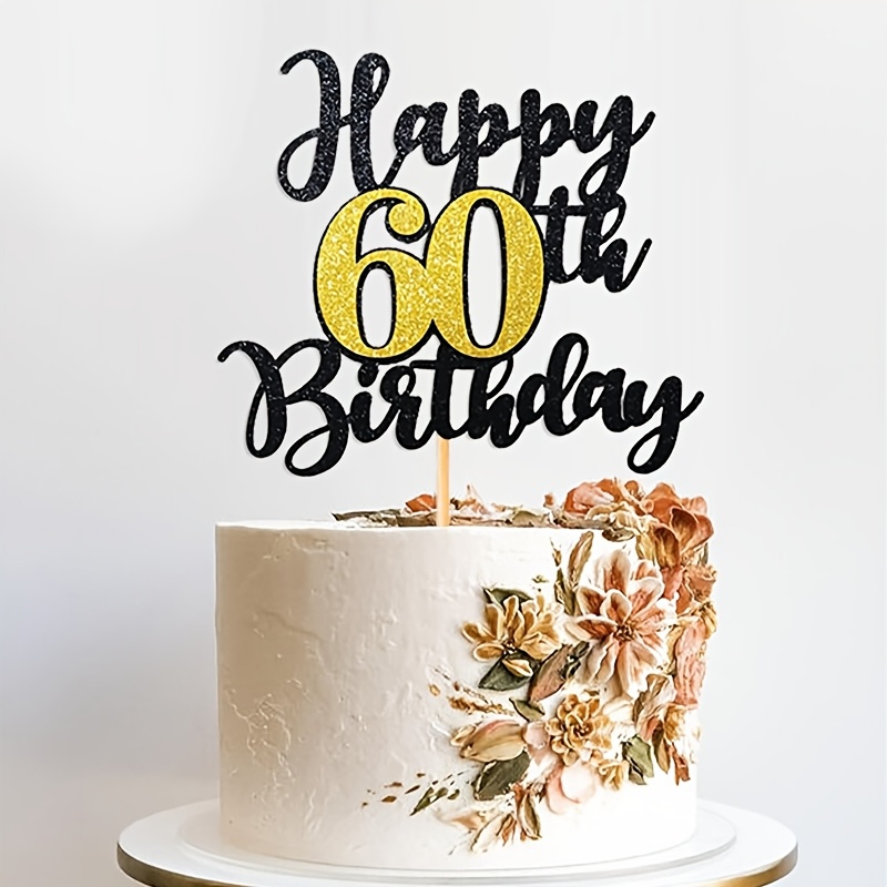 1pc elegant black golden happy 60th birthday cake topper Temu Greece