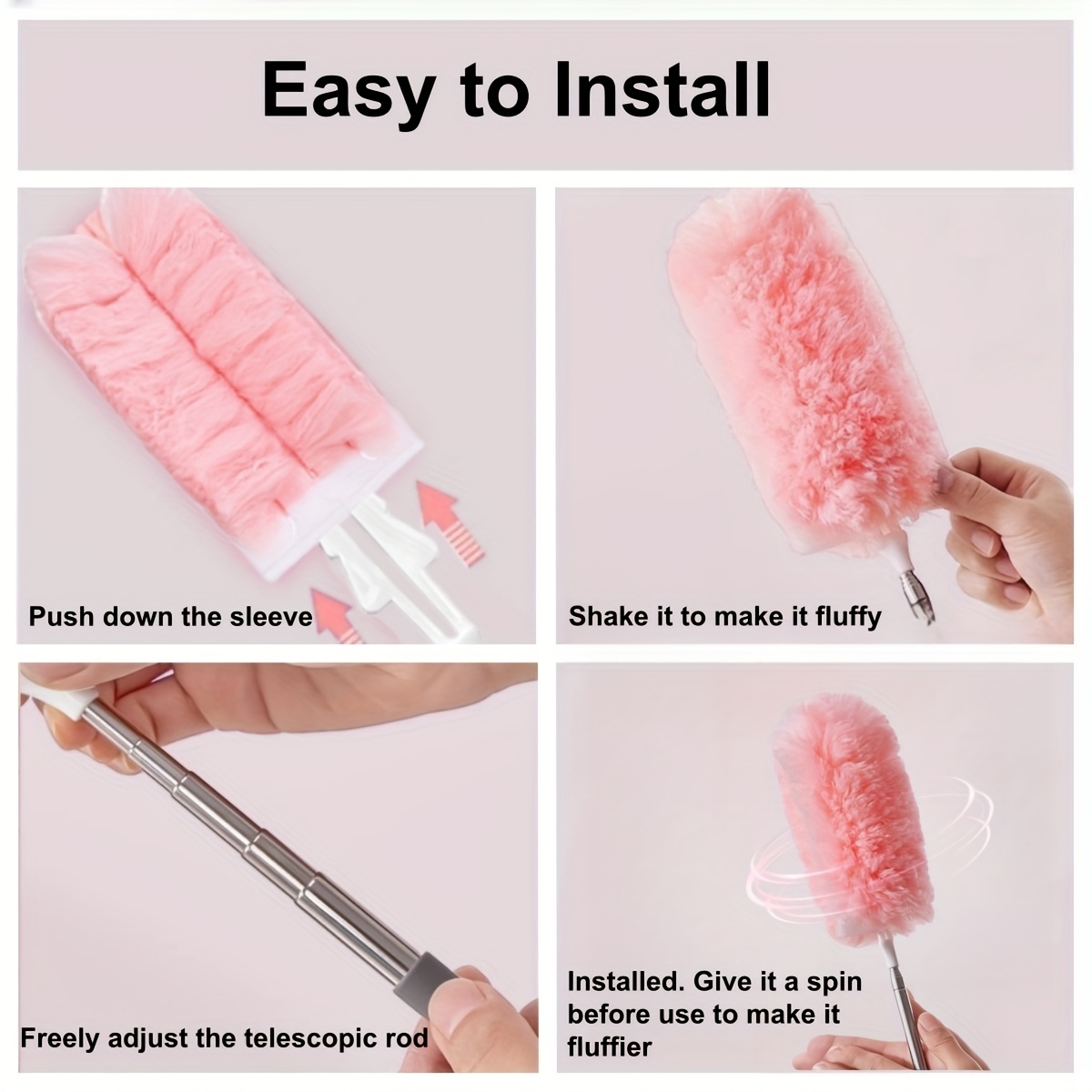 6 15pcs extendable handle electrostatic dust remover duster set disposable non woven fabric for effective dusting in cars furniture kitchen and bedroom Product details 7