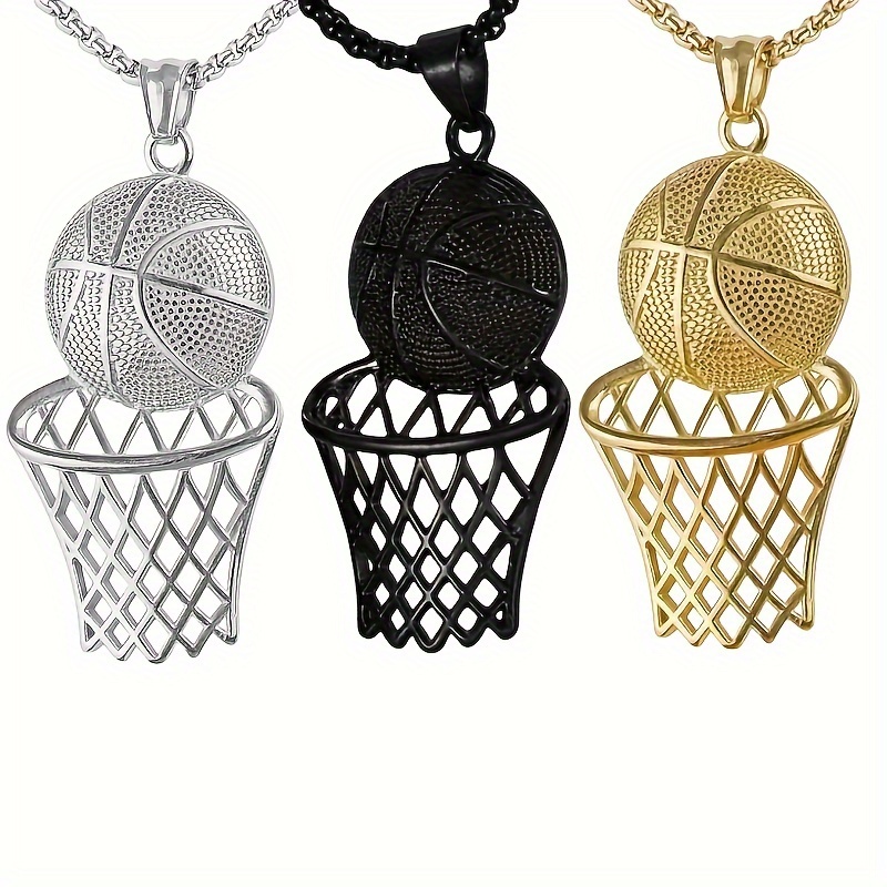 

Sporty Basketball Hoop Pendant Necklace, Hip Hop Creative Zinc Alloy Jewelry, Unisex Casual Wear Sport-inspired Necklace