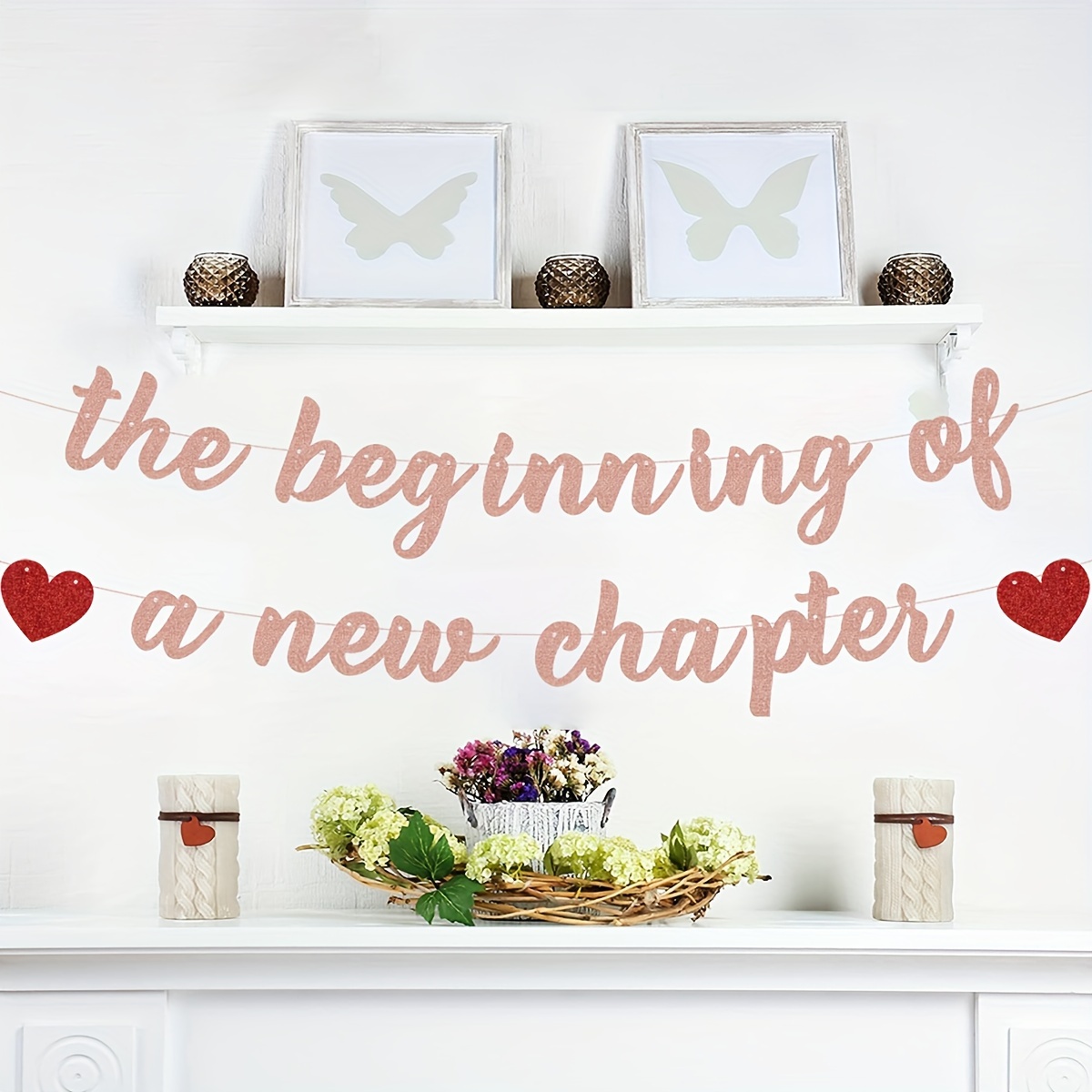 

1set, The Beginning Of A New Chapter Glitter Banner - Farewell Party Decorations - Graduation, Retirement, Baby Shower, Engagement, Job Change, Goodbye Party Decorations, Rose Golden/golden/black.