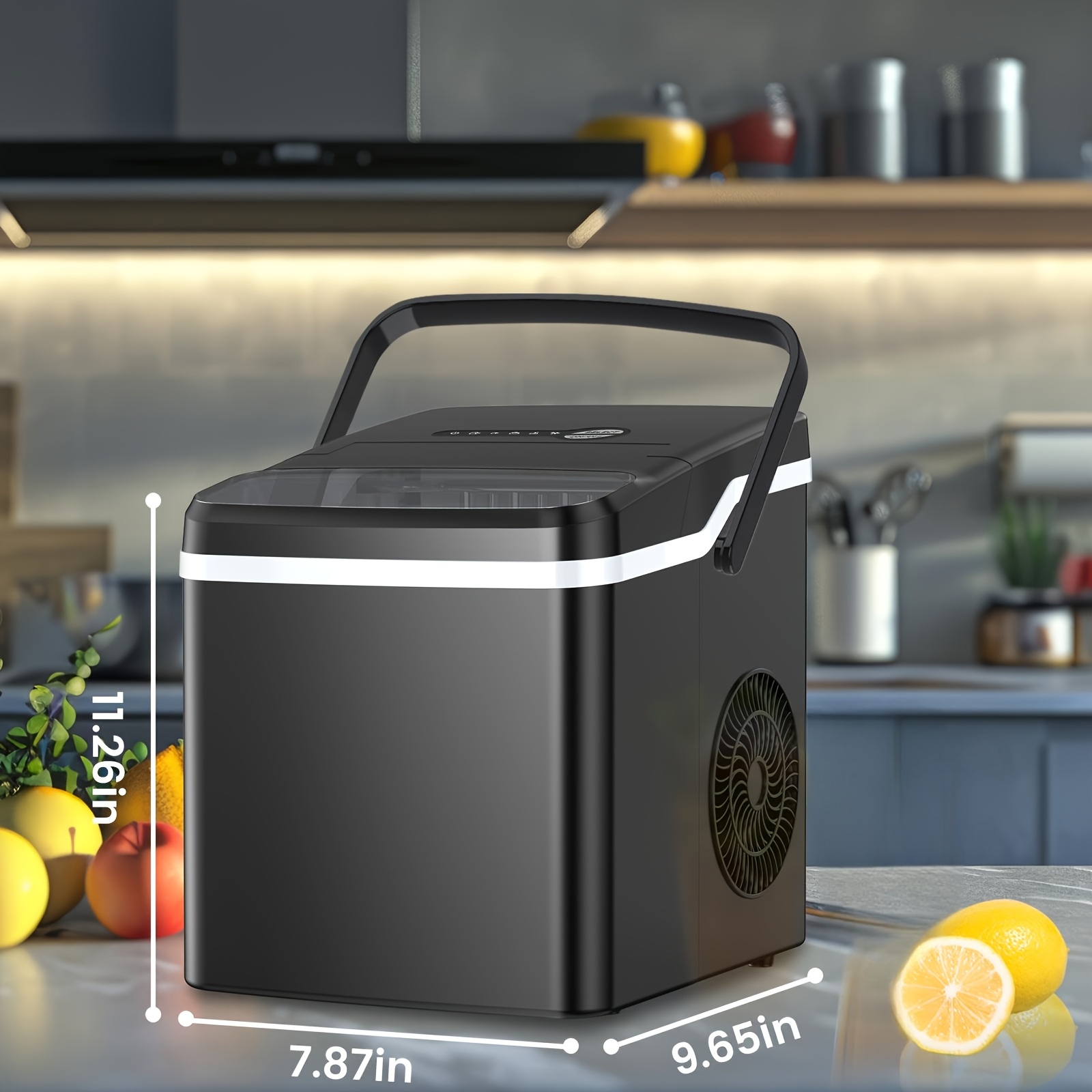 TEMU Kndko Ice Maker Countertop Plus Bullet Ice Maker, Portable Pebble Ice Maker Machine With Handle, 34lbs/24h, 26lbs/24h, Operation, Pellet Ice Maker For Home/ Kitchen/ Office