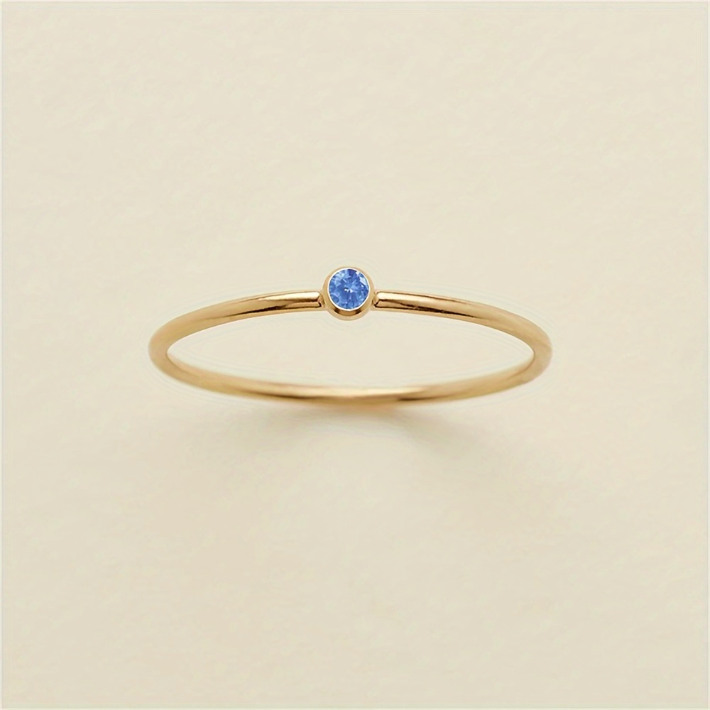 Stainless Steel Rhinestone Small Ring with Cubic Zirconia