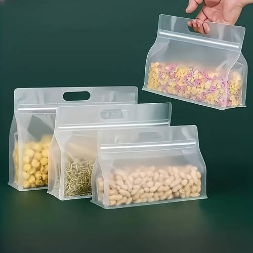 1 50pcs transparent self sealing vertical bag used for food and tea packaging thick plastic keeping bag suitable for storing snacks mushrooms noodles kitchen storage supplies etc
