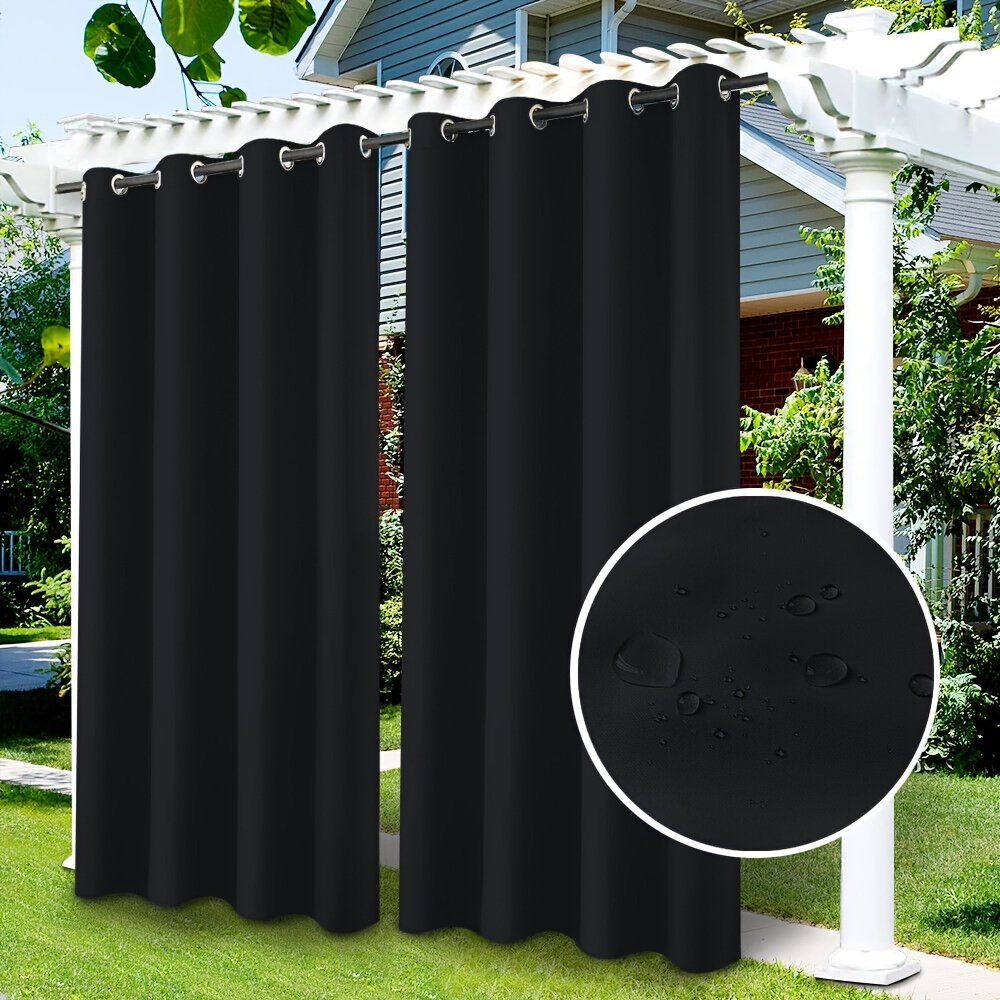 

2pcs Ultimate Sun Protection: Uv-resistant, Waterproof Outdoor Patio Curtains