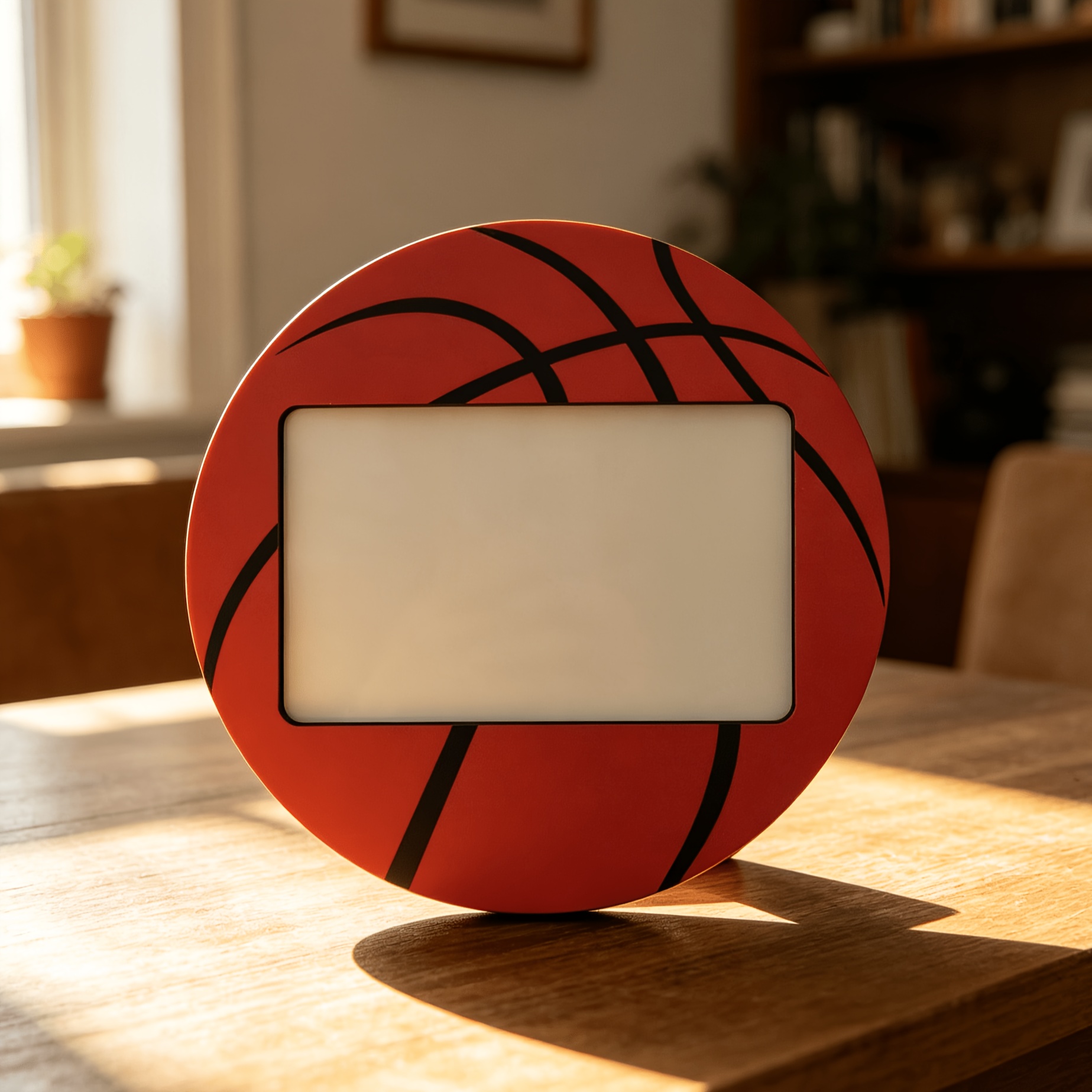 TEMU Marco de fotos de baloncesto de madera, 4x6 pulgadas, soporte de marco de fotos decorativo de baloncesto estilo deportivo de escritorio, adorno