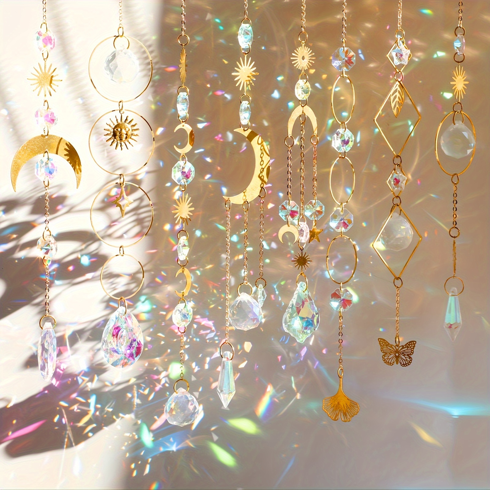 

8 With Chain Pendant, Hanging Crystal Prism , Suitable For Windows, Indoor And Outdoor Cars, Mirrors, Garden Decoration, Weddings, Parties, Christmas Gifts