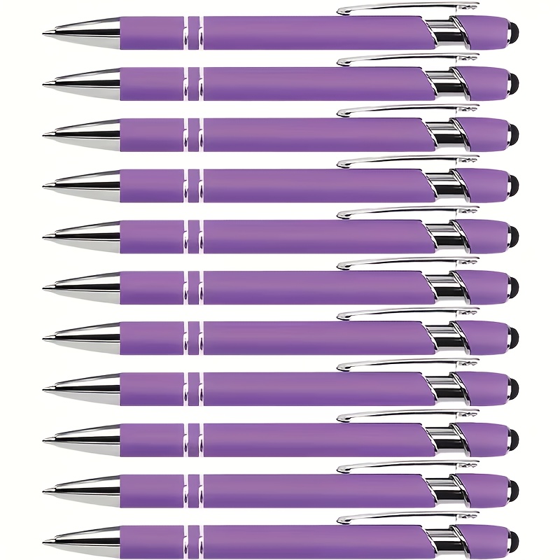 12pcs purple retractable ballpoint pen set 2 pens 10 refills with touchscreen stylus tip smooth and precise writing for screen   ink suitable for office supplies and school stationery gifts for teachers   fun colleague