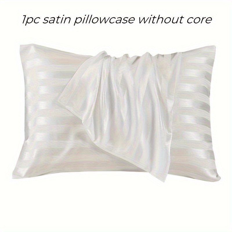 TEMU 1pc Comfortable And Breathable Striped Satin Pillowcase - Envelope Closure - Soft And Skin-friendly