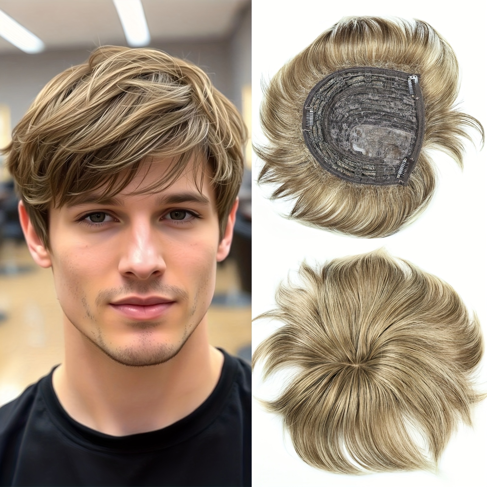 TEMU Extensions de Cheveux Courtes pour Hommes - Toilettage Gris avec Fibres Synthétiques Douces et Légères, Coupe Effilochée, Faciles à et