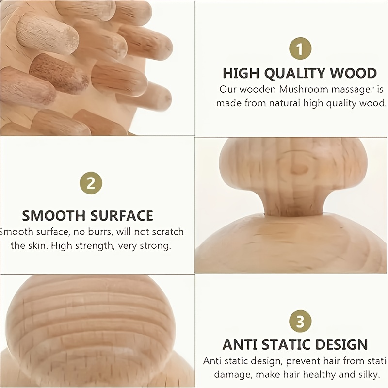 Un Masajeador de Hongos de Madera, una Herramienta de Masaje Manual de Madera con Control Bidireccional, Hecho de Madera, Adecuado para Músculos en Áreas como la Espalda, Muslos y Pantorrillas, Diseñado para Uso Doméstico
