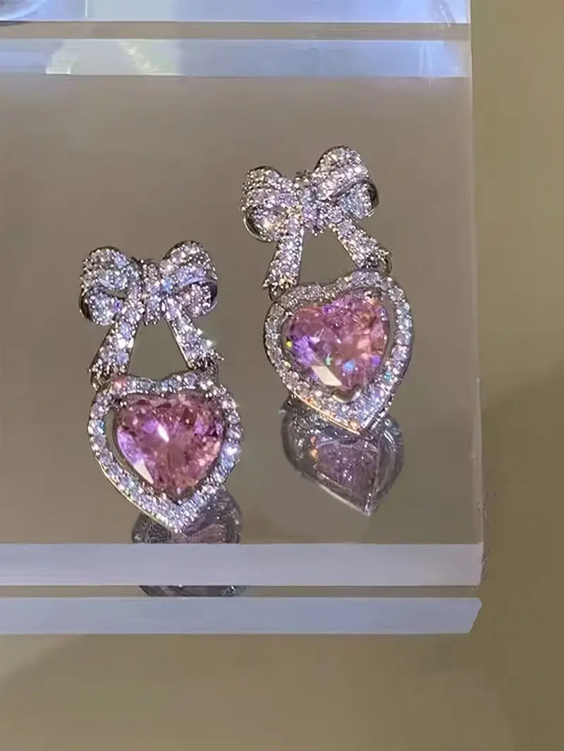 heart drop dangle earrings for women silver plated alloy accents ideal for versatile for details 1