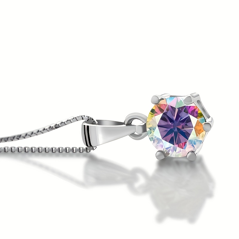 1CT Colored Moissanite Pendant Necklace — 925 Sterling Silver