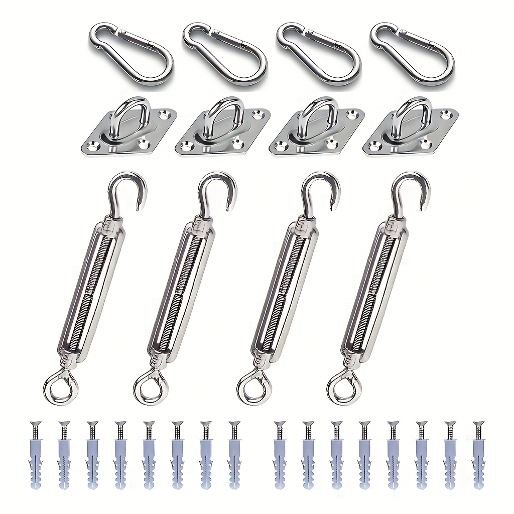 TEMU Sunshade Sail Heavy-duty Stainless Steel Hardware Kit, Including Screw Hook Installation Accessories, Suitable For Outdoor Installation