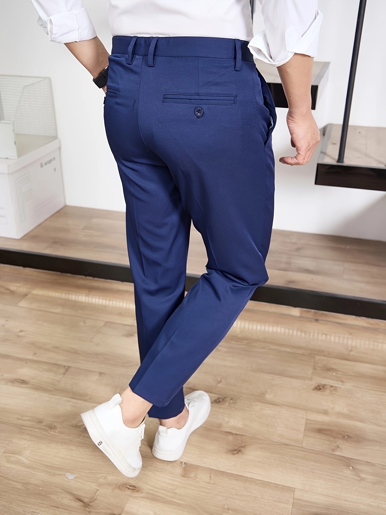 Navy Blue Casual Pants *'S Stylish Navy Blue Straight-Leg Dress