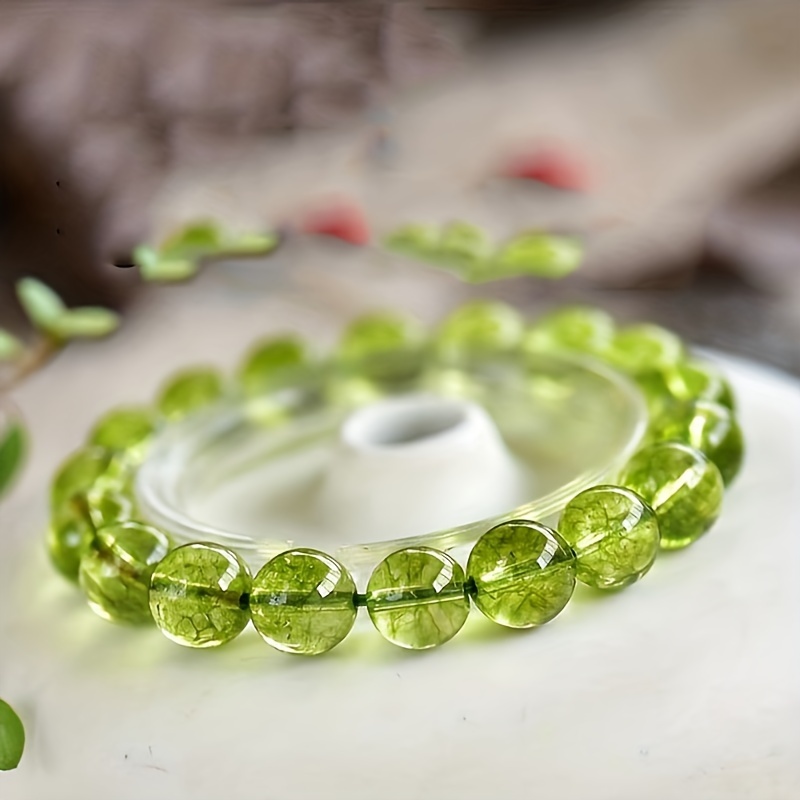 

1pc Green Peridot Stone Bracelet Single Ring Ice Crystal Stone Emerald Bracelet