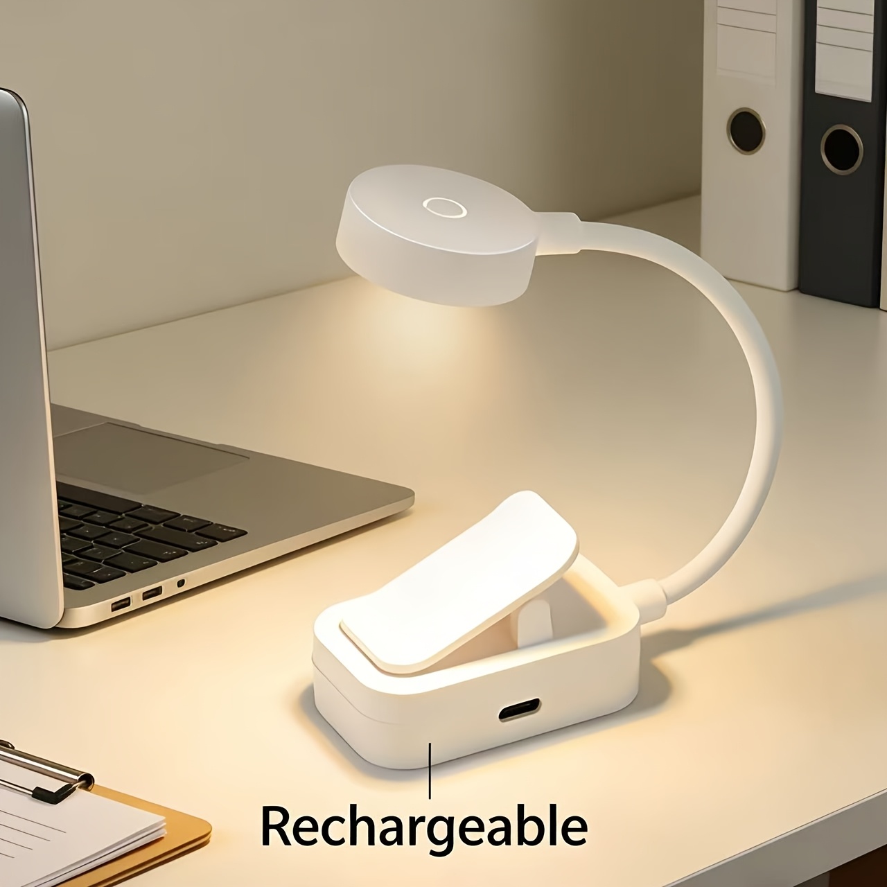 Modern Led Desk Lamp With Switch, Usb Rechargeable Clip-on Desk Light, Flexible For Home Use, Portable Reading Lamp Suitable For Bedroom, Living Room, Kitchen